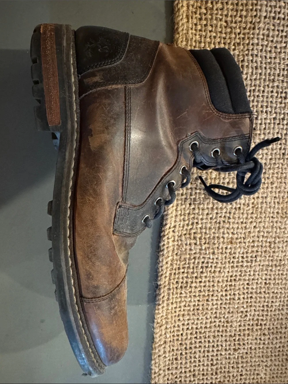 Men's Distressed Brown Leather Lace-Up Boots